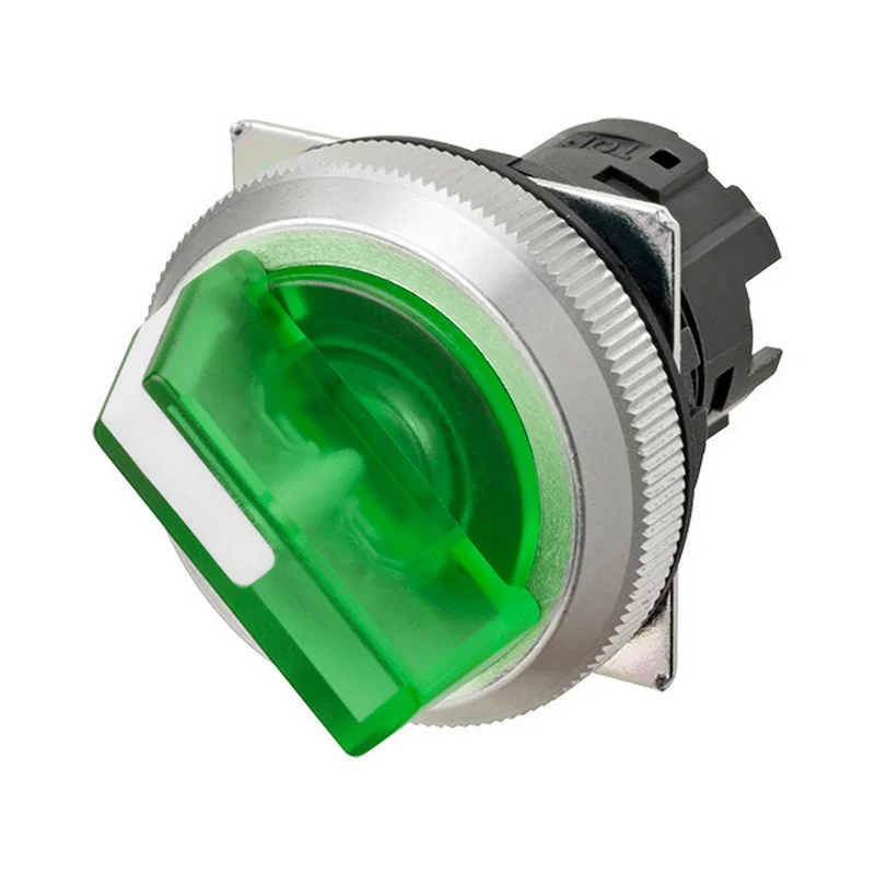 Operation unit, knob type, lighted, green, 2 notches, manual reset