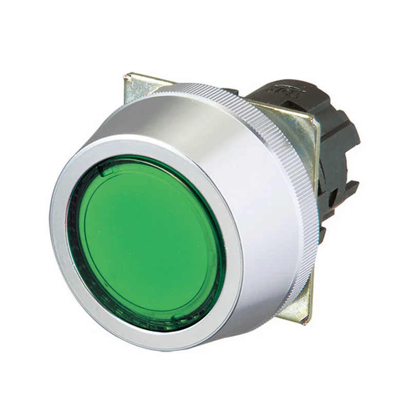 Operation unit, Round full guard type, Green, Transparent, Metal, Ligh