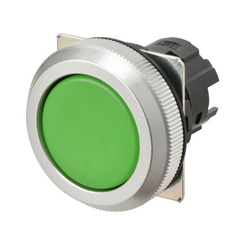Operation unit, Round flat type, Green, Opacity, Metal, Non-lighted, M
