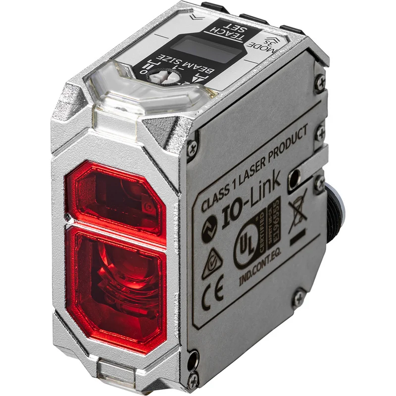 Photoelectric cell, die-cast aluminum (chrome plated) housing, red laser