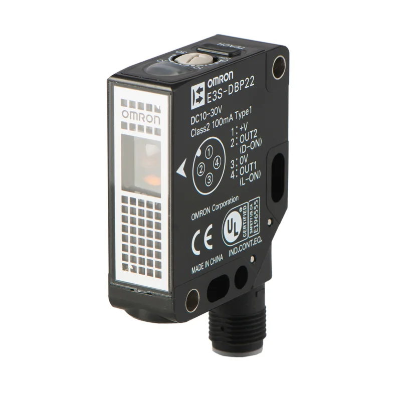Photoelectric sensor, rectangular shape, red LED, transparent object detection