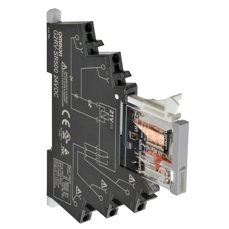 Compact 6 mm plug-in relay, SPDT, 6 A, push-in terminals, 24 VAC/DC