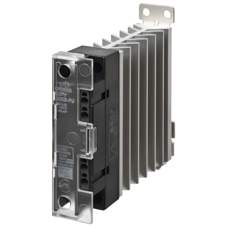 Solid state relay, 1-phase 15A 100-480 VAC, with heat sink,