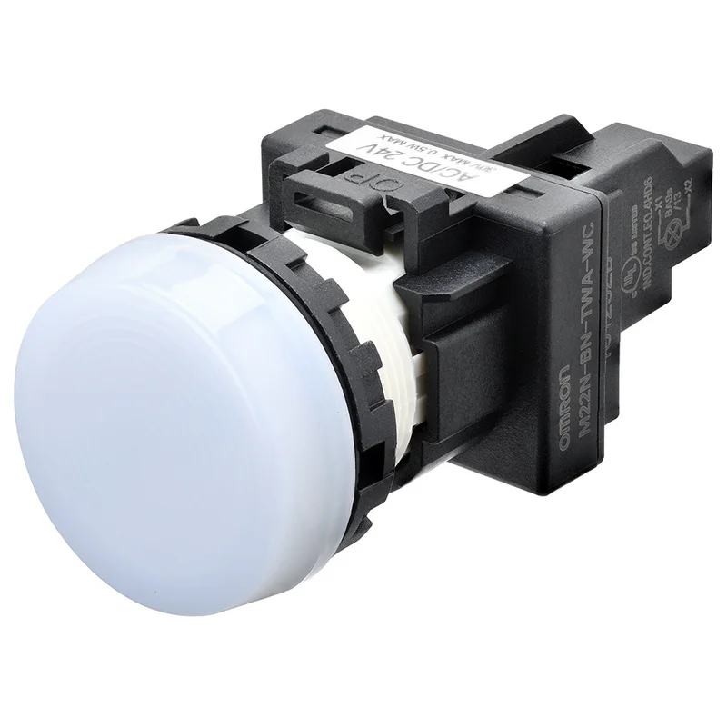 M22N Flat Indicator, White Button, White LED, LED Voltage 200-240 VAC