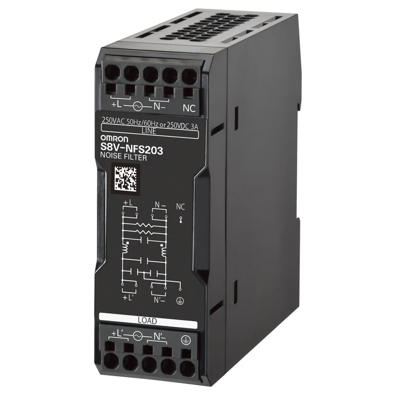Noise filter for power supply 250VAC / DC, 3A, DIN rail, Push-In