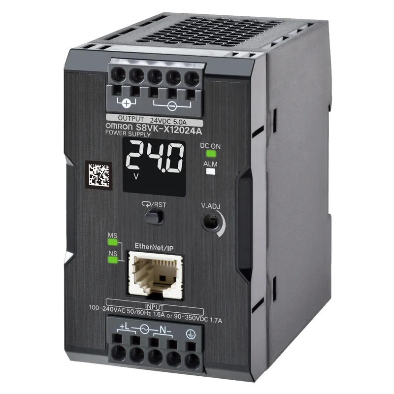 Power supply 120 W, 24 VDC, 5 A, DIN rail, Push-In, display